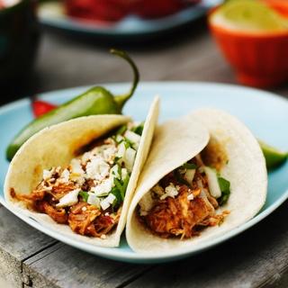 A taco plate in a Mexican restaurant